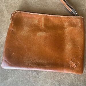 Patricia Nash Leather Clutch, butter brown leather